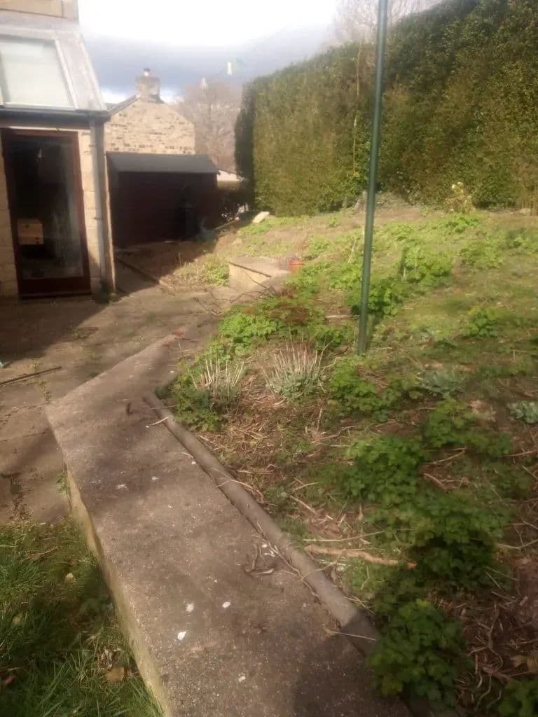 The sloping garden and the old path before the new levels went in